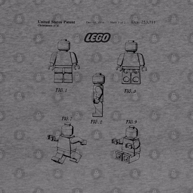 Lego Toy Figure Patent Black by Luve